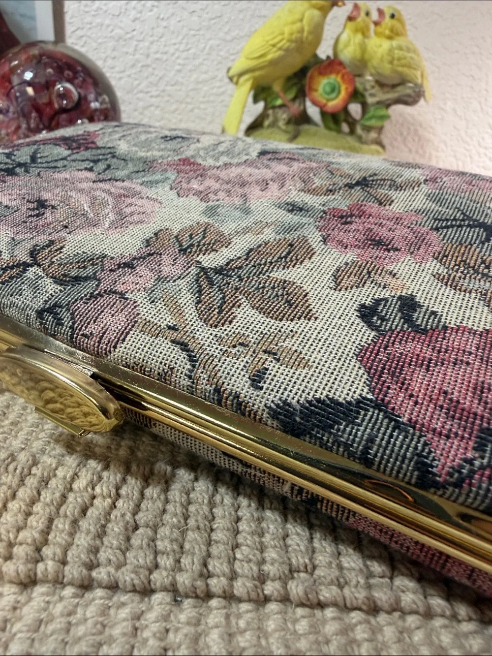 Vintage Floral Tapestry Convertible Chain Clutch Evening Bag